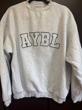 AYBL Varsity 2.02 Lt Gray Crewneck Sweatshirt with Black Outline Logo Sz M